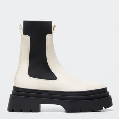 White Geo Chunky Ankle Boots