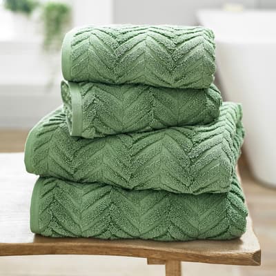 Catalonia Pair of Hand Towels, Green