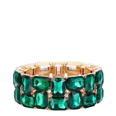 18K Gold Emerald Cut Statement Bracelet