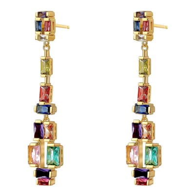 18K Gold Art Deco Inspired Chandelier Earrings