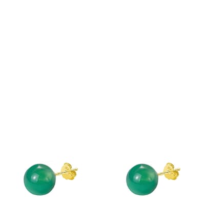 18K Gold Jade Stud Earrings