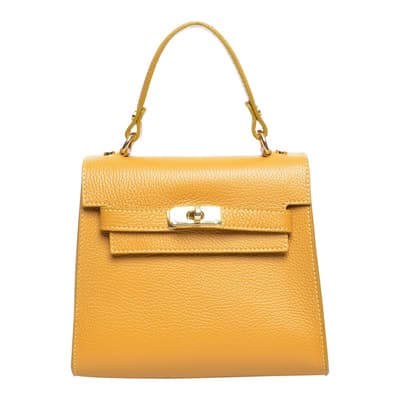 Yellow Leather Top Handle Bag