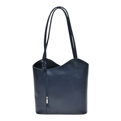 Blue Leather Top Handle Bag