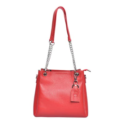 Red  Leather Top handle Bag