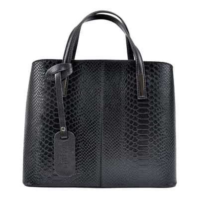 Black Leather Top Handle Bag