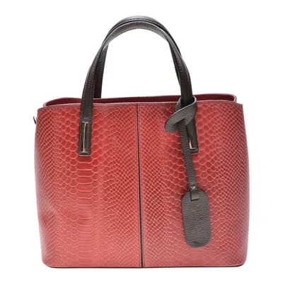 Red  Leather Top Handle Bag