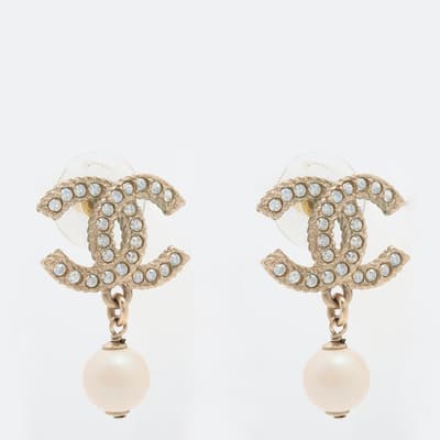 Gold Coco pearl drop earrings