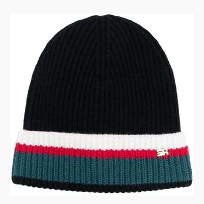 Black Cashmere and Wool Blend Beanie