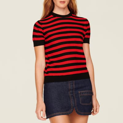 Red/Black Knitted Wool Top