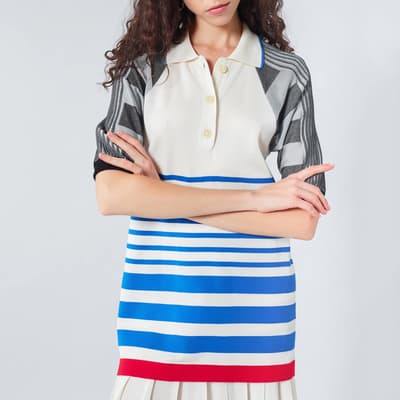 Multi Stripe Detail Longline Shirt Jumper