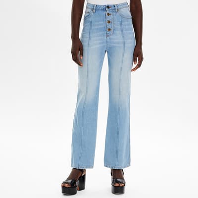 Blue Flared Cotton Jeans