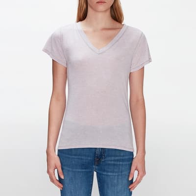 Lavender Andy V-Neck Cotton Blend T-Shirt
