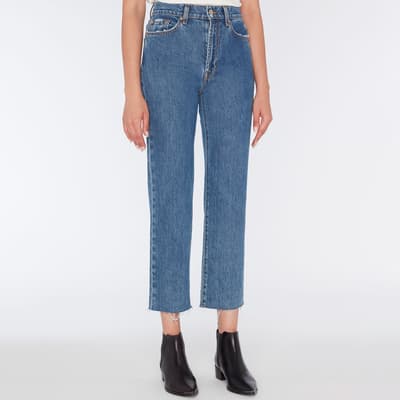 Mid Blue Logan Cropped Stretch Jeans