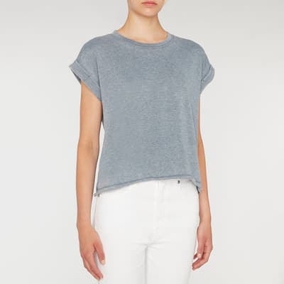 Blue Short Sleeve Cotton Blend T-Shirt