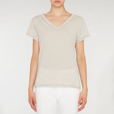 Grey Andy V-Neck Cotton Blend T-Shirt