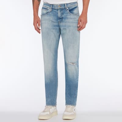 Light Blue Slimmy Tapered Distressed Stretch Jeans