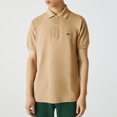 Camel Short Sleeve Cotton Blend Polo Shirt