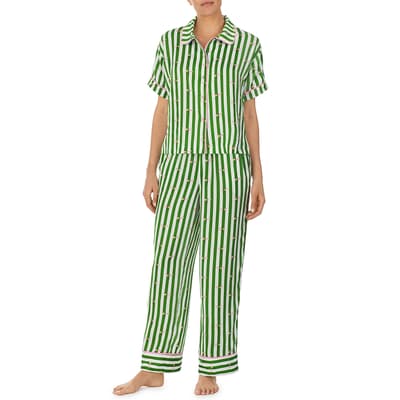 Green Dragonfly Stripe Long Pyjama Set