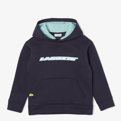 Kid Boy's Navy Chest Logo Cotton Hoodie