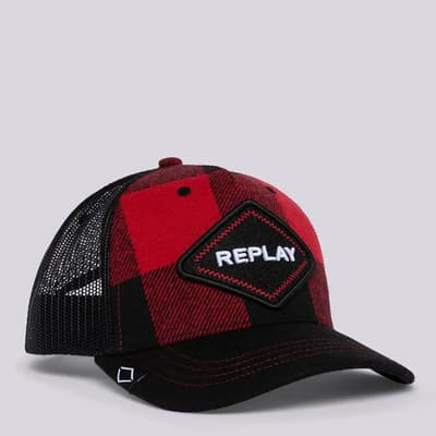 Red Check Patch Logo Cap