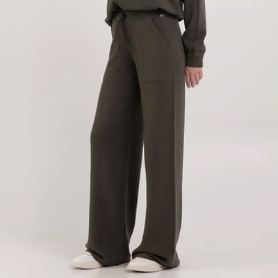 Charcoal Wide Leg Stretch Cotton Trousers