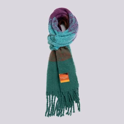 Green Printed Patch Logo Scarf