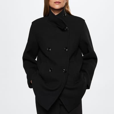 Black Double Breasted Short Coat