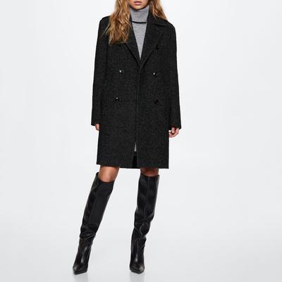 Black Speckled Wool Blend Coat