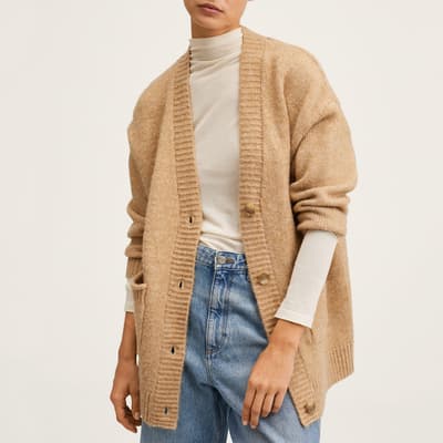 Brown Oversized Knit Cardigan