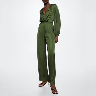 Green Long Satin Jumpsuit