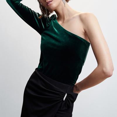 Green Asymmetrical Velvet Top