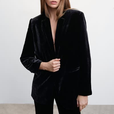 Black Velvet Silk Blend Suit Blazer