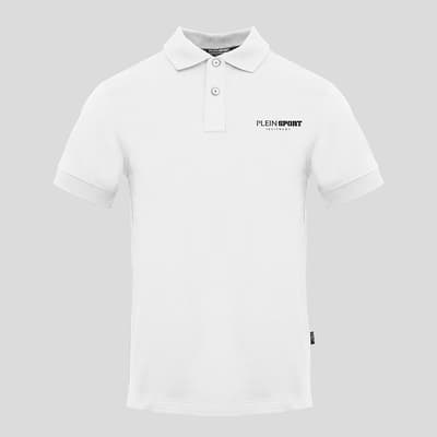 White Logo Chest Print Polo Shirt