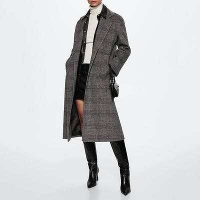 Long grey shop checkered coat