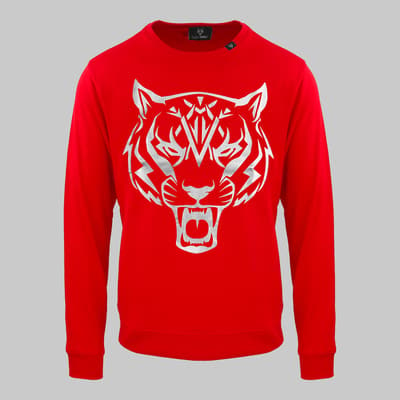 Red Tiger Print Detail Sweatshirt