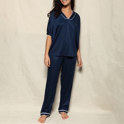 Navy Kaftan Top Pyjama Set