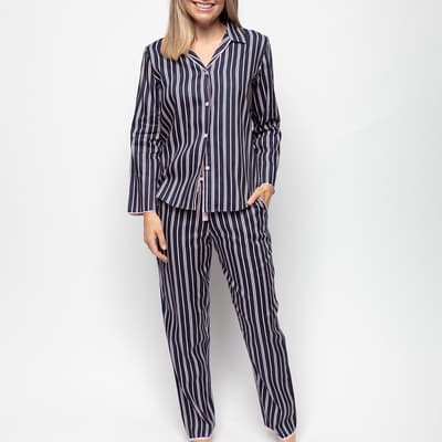 Navy Estelle Stripe Pyjama Set