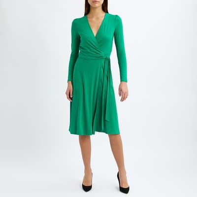 Green Khloe Wrap Midi Dress