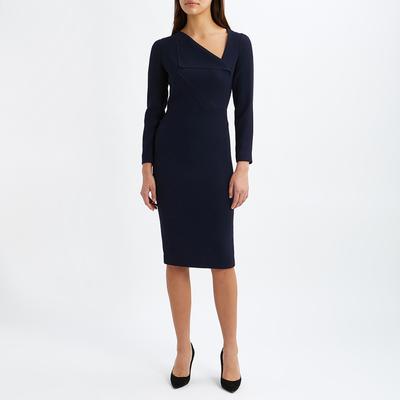 Navy Pru V-Neck Wool Dress