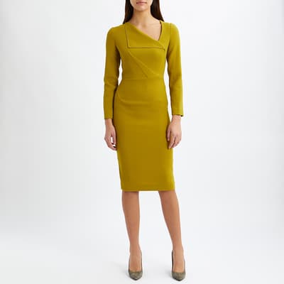 Yellow Pru V-Neck Wool Dress