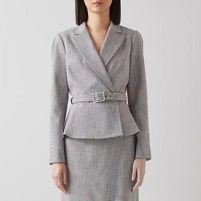Grey Check Nina Belted Blazer