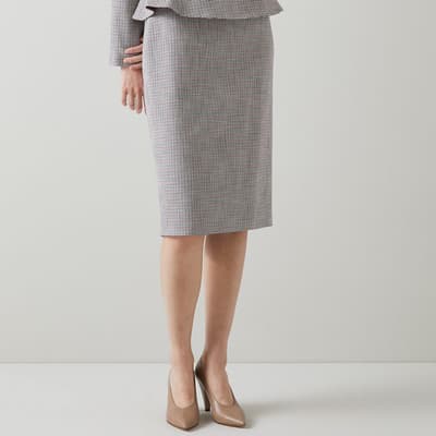 Grey Check Maren Tailored Midi Skirt