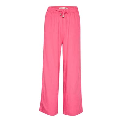 Pink Amos Linen Blend Trousers