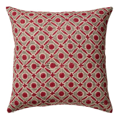 Nostell Diamonds 51x51cm Cushion Cover, Red Madder