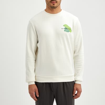 White Small Logo Cotton Blend Sweatshirt