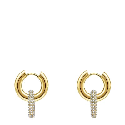 18K Gold Double Ring Embelisshed Earrings