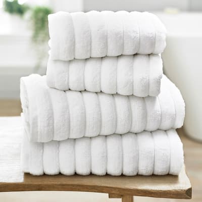 Rib Pair of Hand Towels,  White