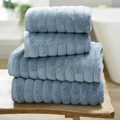 Rib Pair of Hand Towels, Blue