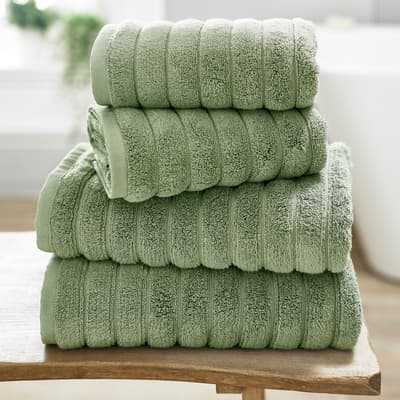 Rib Pair of Hand Towels, Green
