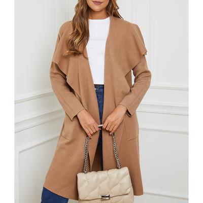 Camel Cashmere Blend Open Cardigan
